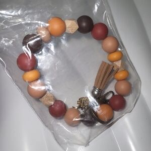 Beaded Multicolor Tassel Bracelet - Earth Tones